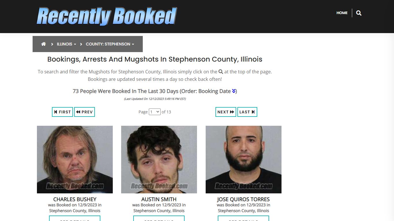 Bookings, Arrests and Mugshots in Stephenson County, Illinois